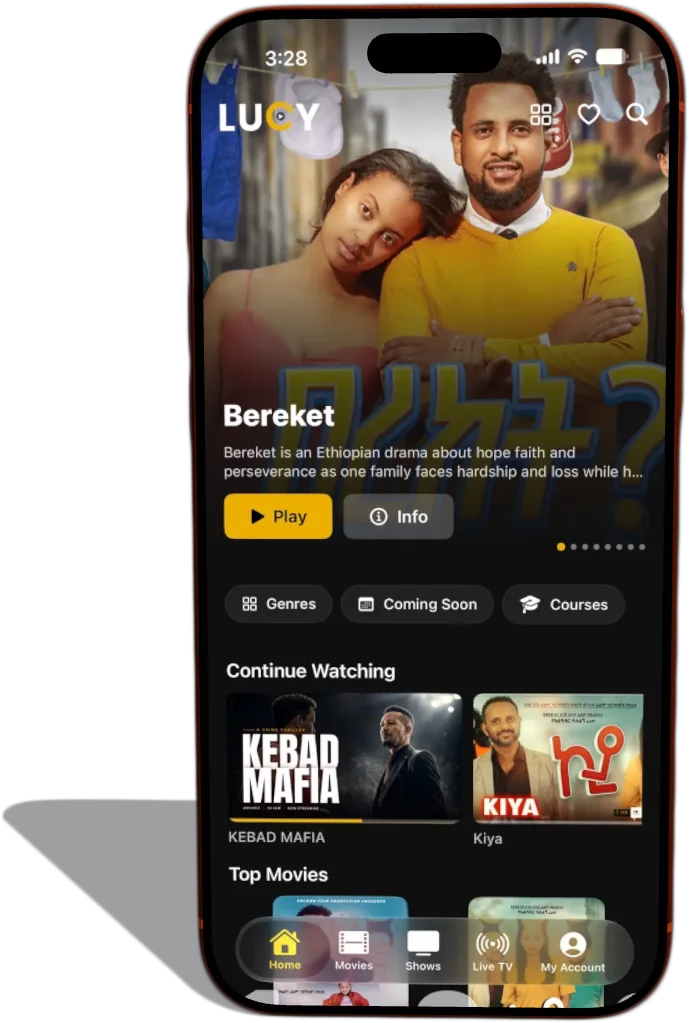 Lucy TV app home screen on a phone