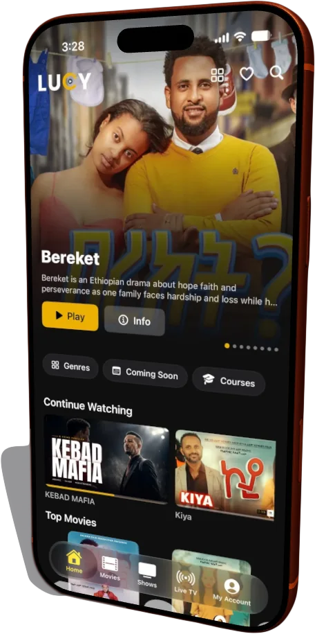 Lucy TV app — home screen on a phone